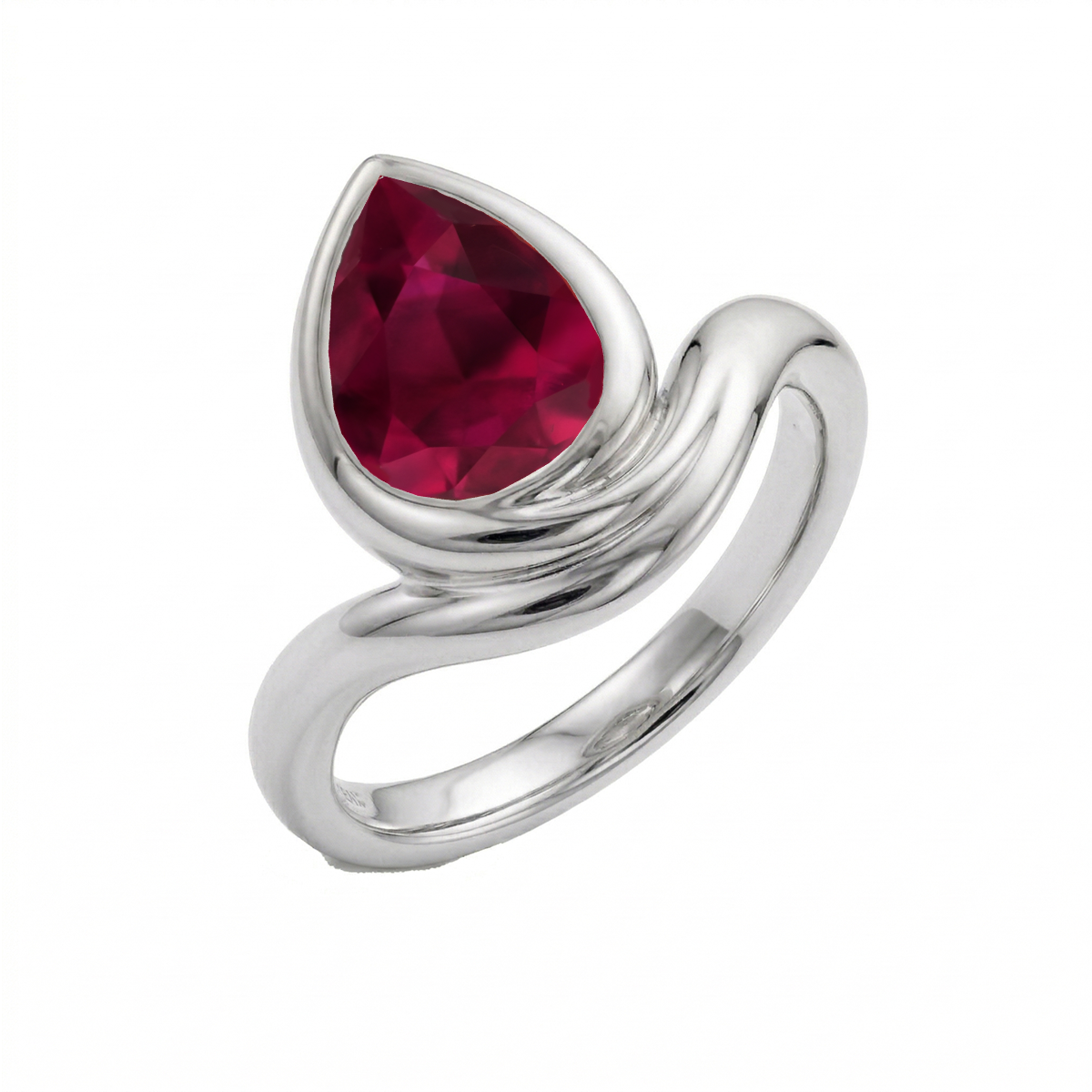Pear Shape Red Ruby Pinky Ring WG2
