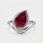 Pear Shape Red Ruby Pinky Ring WG   3