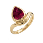 Pear Shape Red Ruby Pinky Ring YG