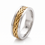 Two Tone Braided Men's Solid Gold Band WG