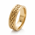 Two Tone Braided Men's Solid Gold Band YG