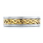 Two Tone Braided Men's Solid Gold Band WG 2