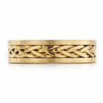 Two Tone Braided Men's Solid Gold Band YG 2