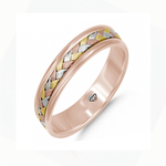 Tri-color Woven Braided Men's Solid Gold Band RG