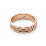 Tri-color Woven Braided Men's Solid Gold Band RG 2