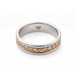 Tri-color Woven Braided Men's Solid Gold Band WG 2