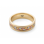 Tri-color Woven Braided Men's Solid Gold Band YG 2