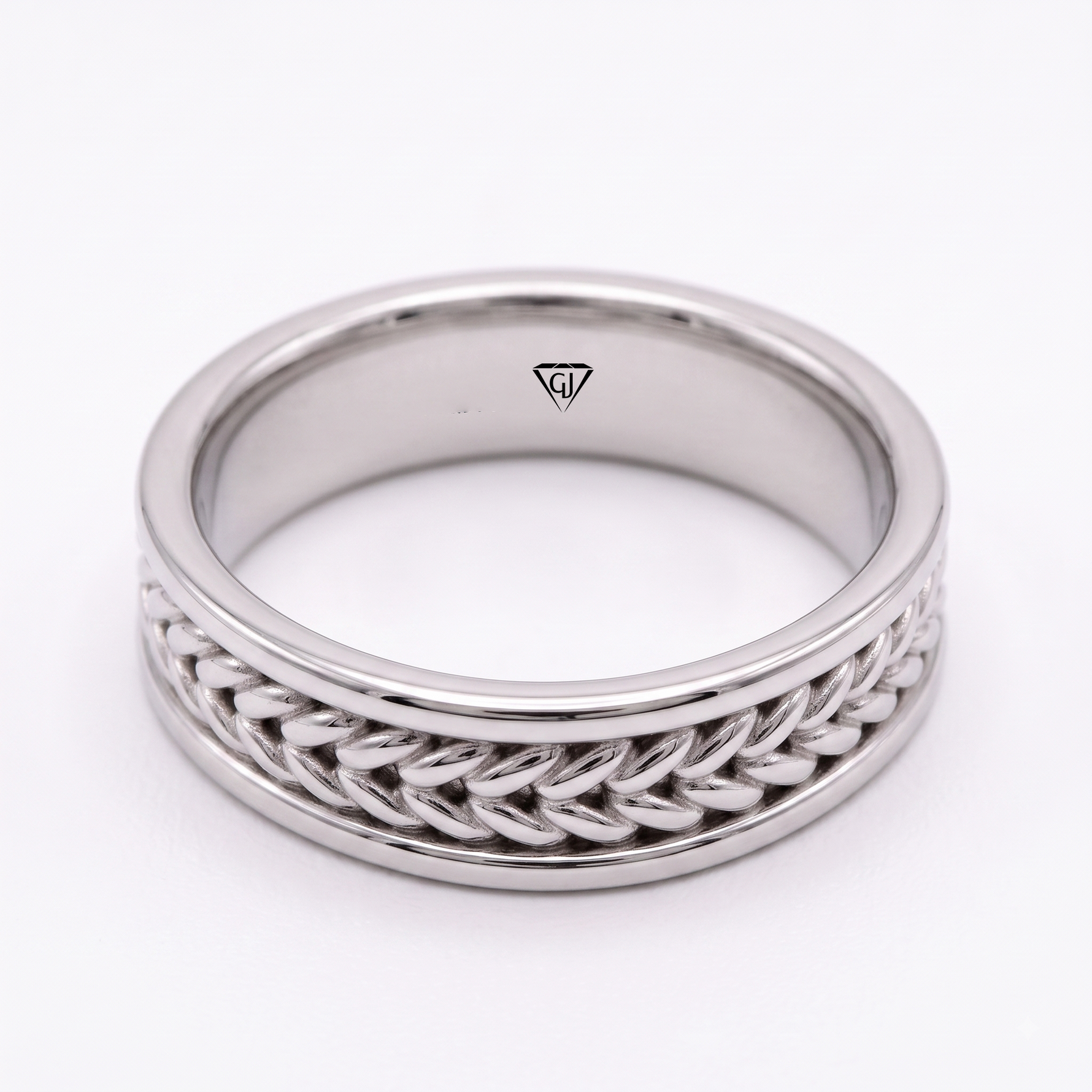 Men's Woven Braided Solid Gold Band Ring lifestyle WG 2
