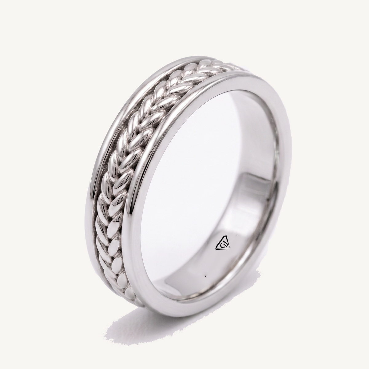 Men's Woven Braided Solid Gold Band Ring