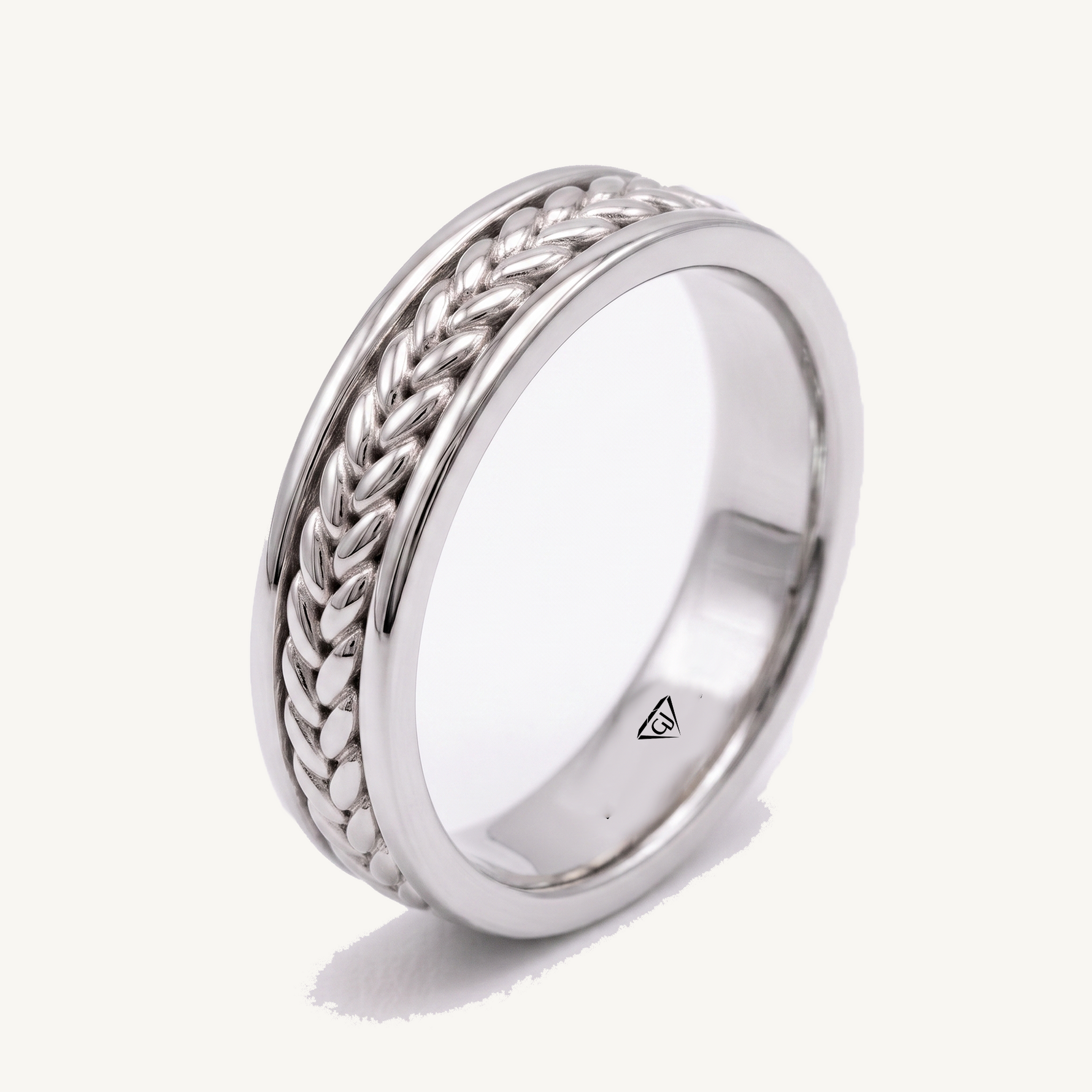 Men's Woven Braided Solid Gold Band Ring