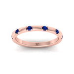 Natural Blue Sapphire Promise Band-Rose Gold-18K