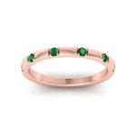 Natural Green Emerald Promise Band-0.65CT-14K-Rose Gold