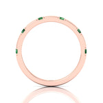 Natural Green Emerald Promise Band-0.65CT-18K-Rose Gold