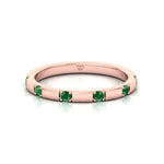 Natural Green Emerald Promise Band-Bar Setting-0.65CT-14K-18K-Rose Gold