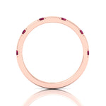 Natural Red Ruby Promise Band-0.65CT-Rose Gold