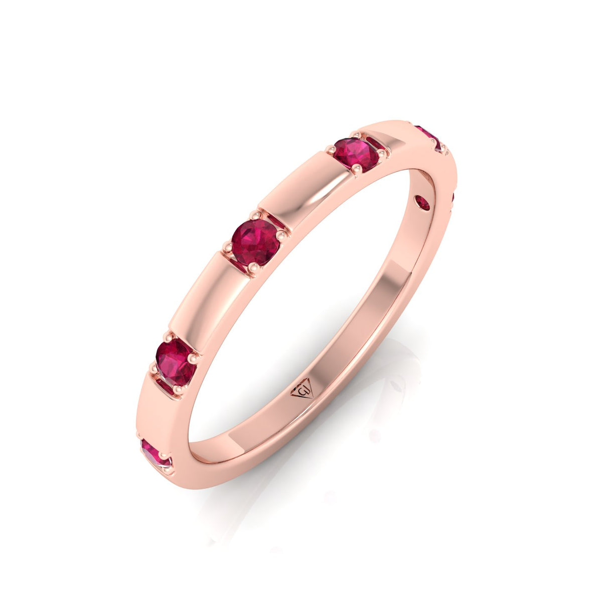 Natural Red Ruby Promise Band-0.65CT-14K-18K-Rose Gold