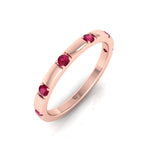 Natural Red Ruby Promise Band-0.65CT-14K-18K-Rose Gold