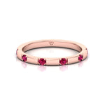 Natural Red Ruby Promise Band-18K-Rose Gold