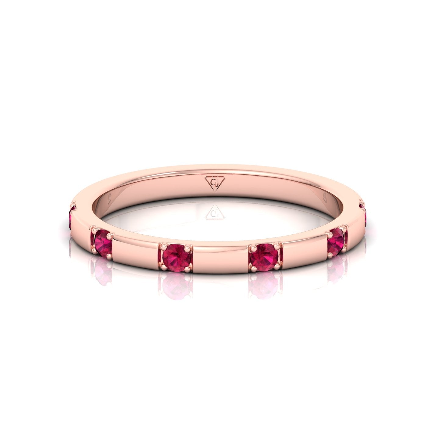 Natural Red Ruby Promise Band-18K-Rose Gold