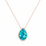 Pear Shape Bezel Set Natural Paraiba Tourmaline Pendant Rose Gold 18K