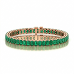 15CT Emerald Cut Natural Green Emerald Tennis Bracelet Rose Gold  14k