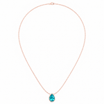 Pear Shape Bezel Set Natural Paraiba Tourmaline Pendant Rose Gold 14K
