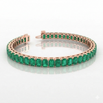 15CT Emerald Cut Natural Green Emerald Tennis Bracelet Rose Gold 