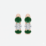 Rose Gold Round Green Emerald Natural Diamond Earrings