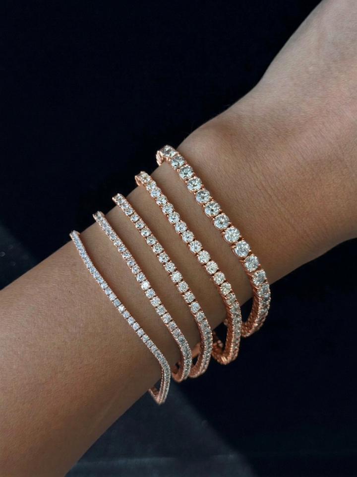 3CT 4 Prong Natural Diamond Tennis Bracelet 14K Solid Gold