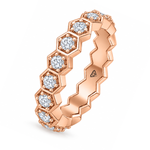 Honeycomb Round Cut Natural Diamond Eternity Band rose 2