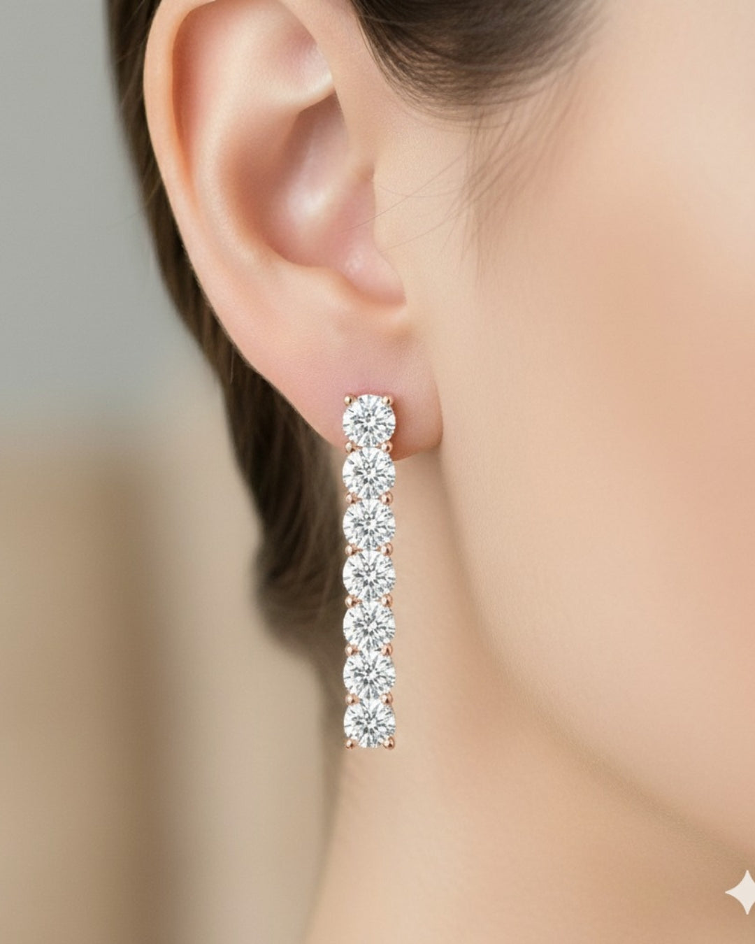 Round Cut Natural Diamond Tennis Earrings