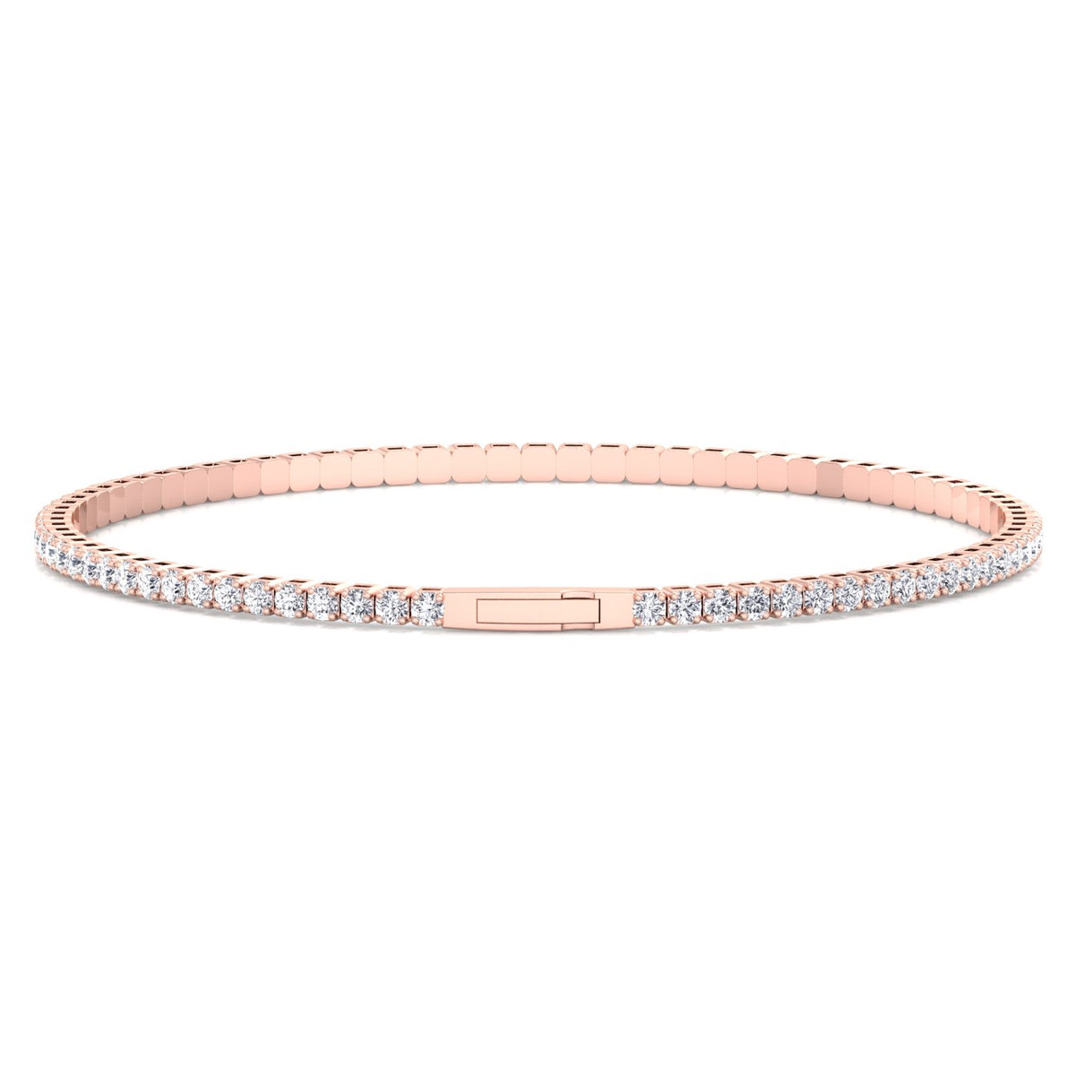 Flexible Natural Diamond Full Bangle in 14K rose Gold 2ct