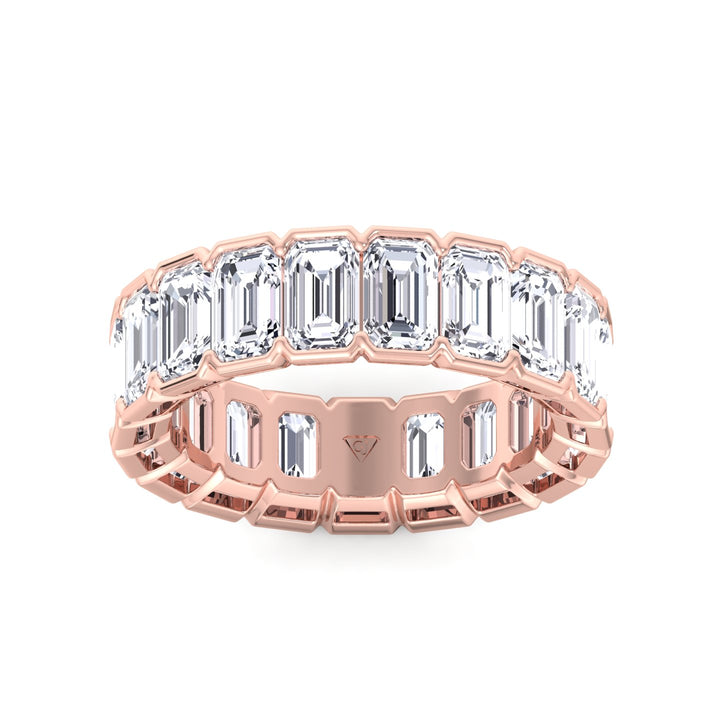 Half Bezel Set Emerald Cut Natural Diamond Eternity Band