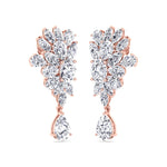 Cluster Marquise and Pear Shape Natural Diamond Drop Earrings Rose Gold 14K 18K