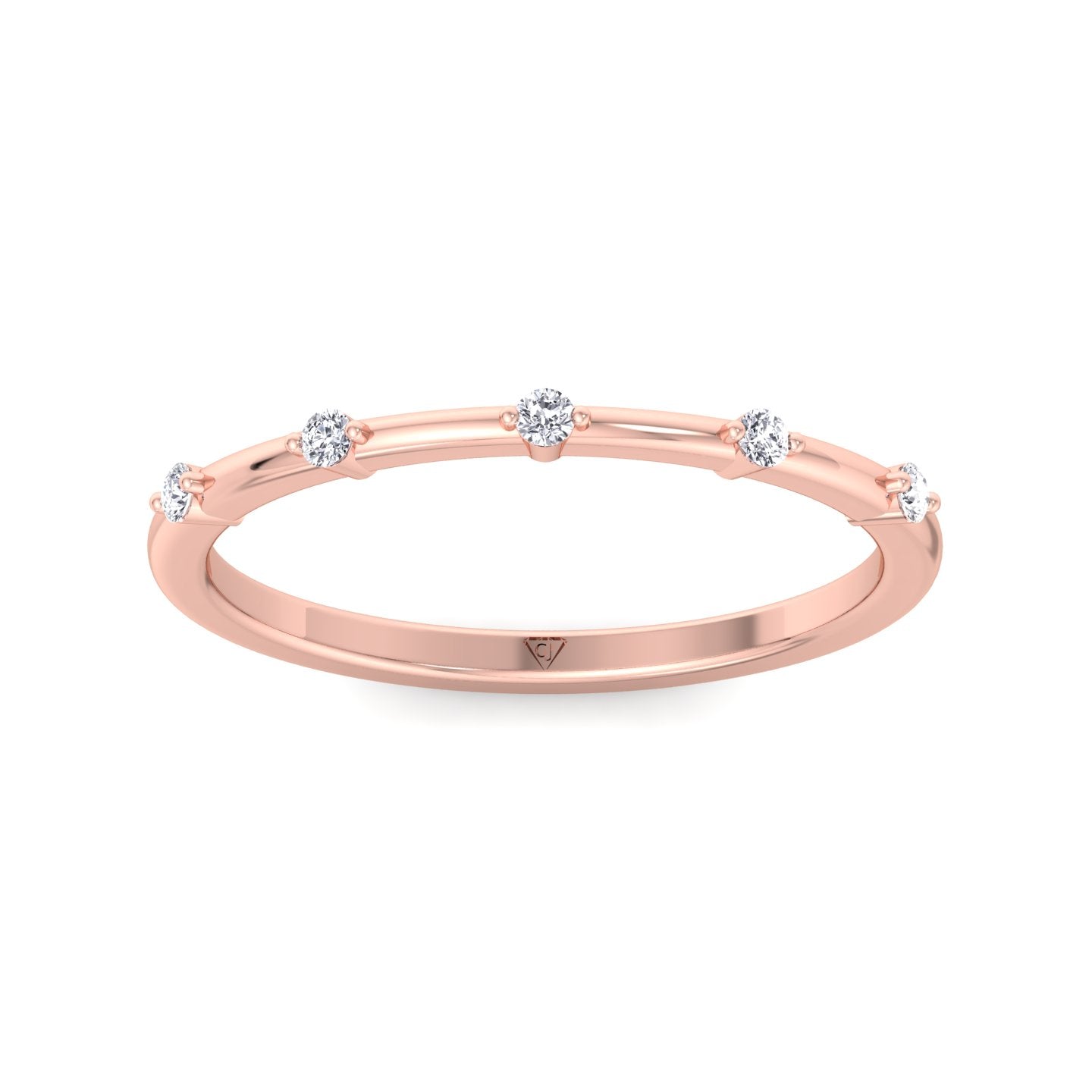 Myra - 5 Stone Round Diamond Dainty Ring Single Prong - Gem Jewelers Co