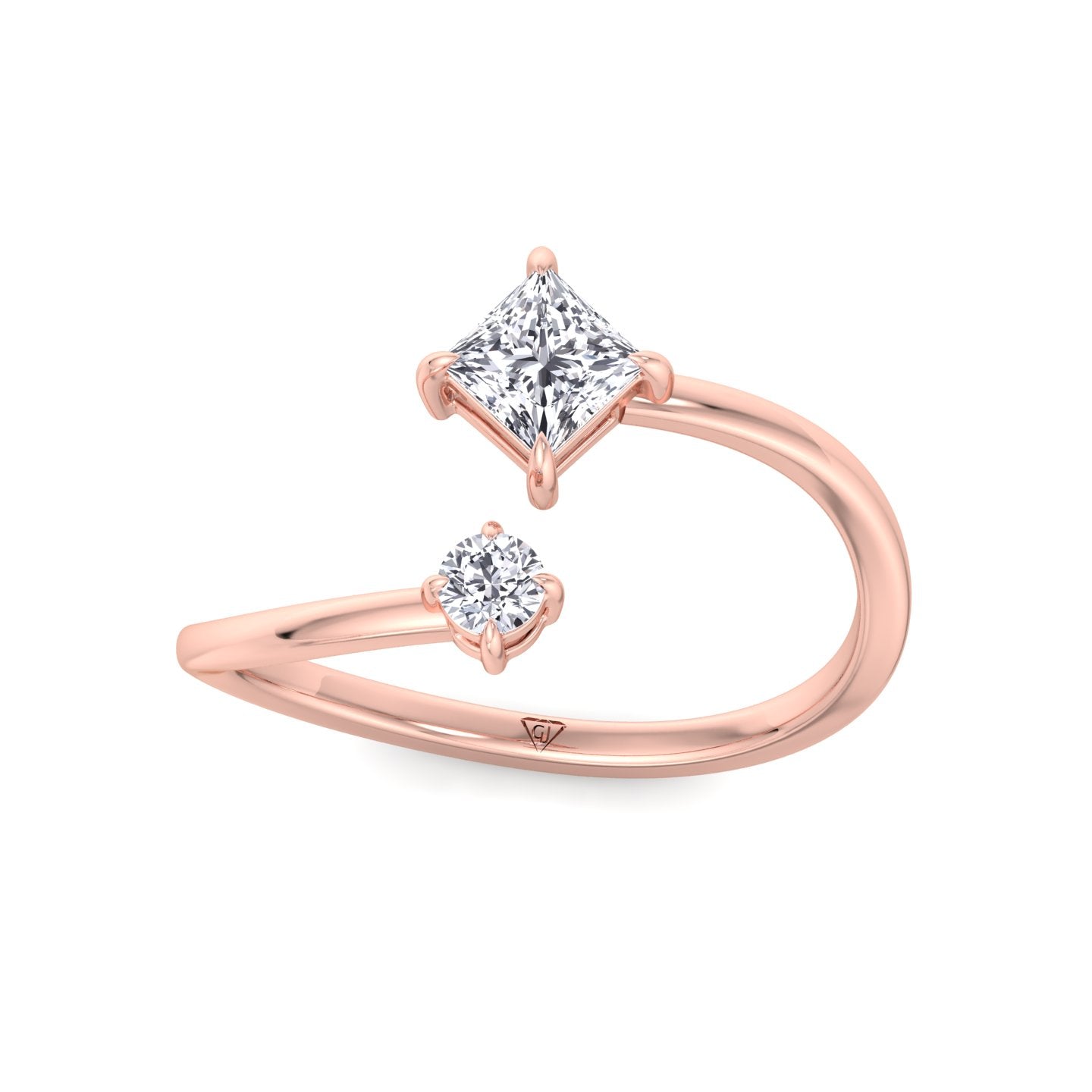 Ora - Princess & Round Cut Diamond Stackable Ring - Gem Jewelers Co
