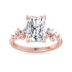 Carmela - Radiant Shape Hidden Halo Diamond Engagement Ring With Clustered Side Stones - Gem Jewelers Co