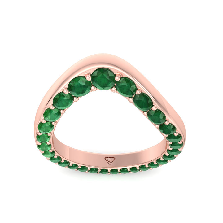 Natural Green Emerald Invisible Halo Eternity Band Rose Gold 14K 18K