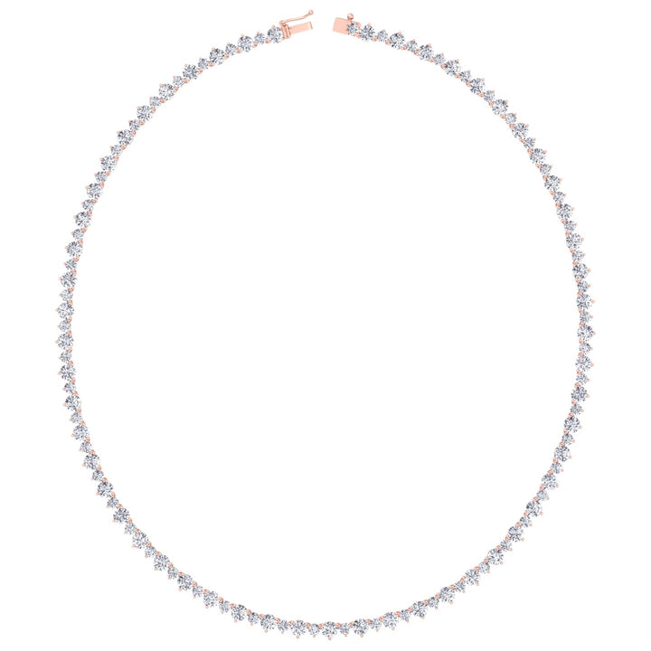 3 Prong Alternating Size Natural Diamond Tennis Necklace