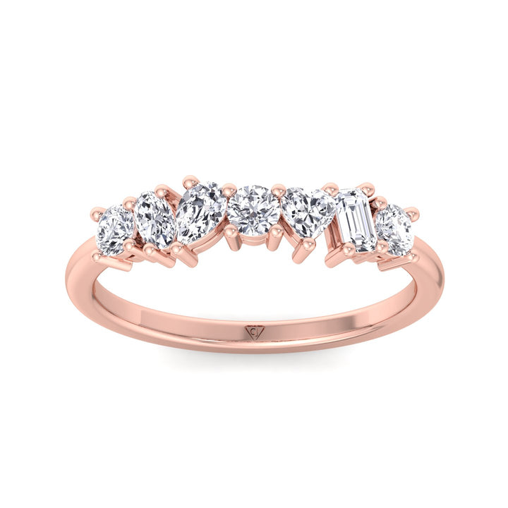 Multi Shape Half Way Natural Diamond Eternity Band Rose Gold 14K 18K