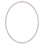Rose gold necklace with diamonds on a white background