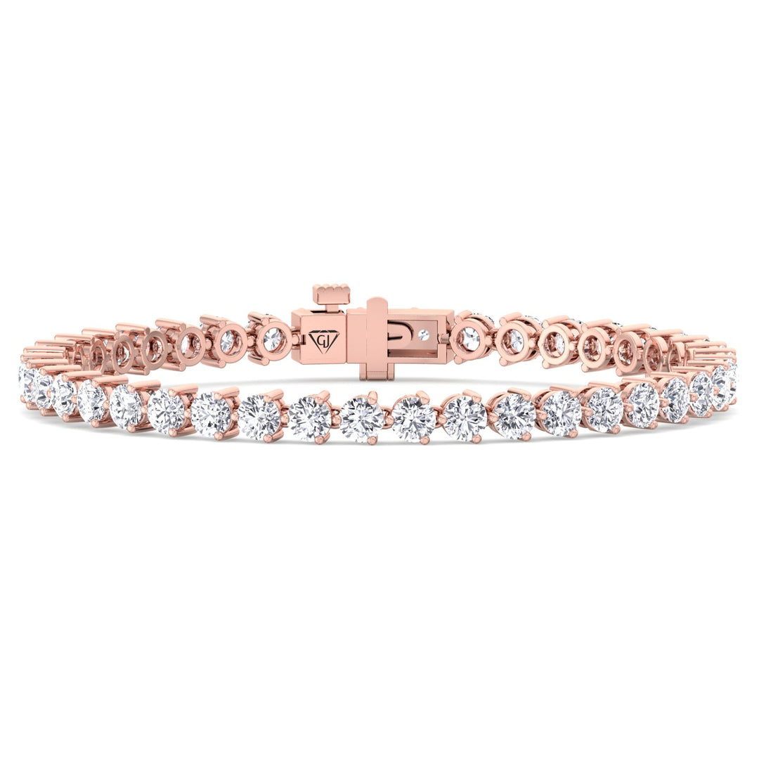 3-Prong Natural Diamond Tennis Bracelet - Martini Style 14K Solid Gold