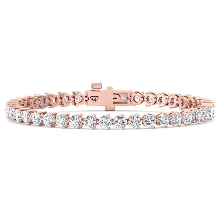 3-Prong Natural Diamond Tennis Bracelet - Martini Style 14K Solid Gold