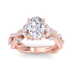 Fiorella - Oval Shape Diamond Engagement Ring with Marquise Shape Side stones and Twisted Pave Band - Gem Jewelers Co