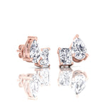 Radiant and Pear Shape --Toi Et Moi Natural Diamond Studs-14K-18K-0.5CT-1CT-2CT- Rose Gold