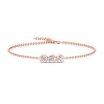 Palmira - Three Stone Bezel Set Natural Diamond Rolo Chain Bracelet - Gem Jewelers Co