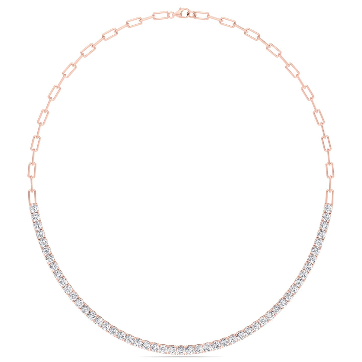 Piazza - Halfway Adjustable Diamond Tennis Necklace With Paperclip Chain - Gem Jewelers Co