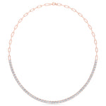 Piazza - Halfway Adjustable Diamond Tennis Necklace With Paperclip Chain - Gem Jewelers Co