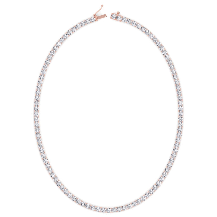 Non-Flip 4-Prong Natural Diamond Tennis Necklace - 14K Solid Gold