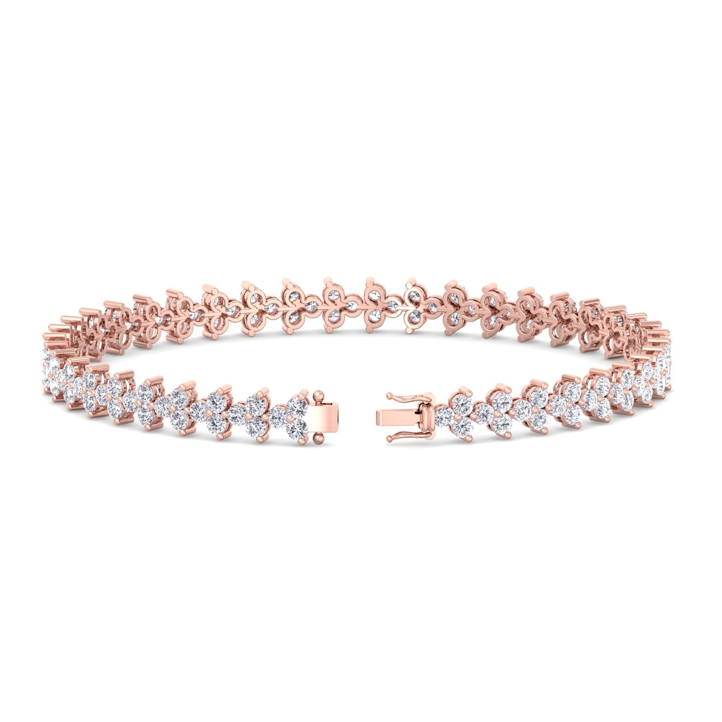 Natural Diamond Trio Tennis Bracelet Rose Gold 14K 